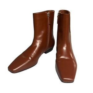 J. Crew | Spazzolato Leather Square Toe Ankle Boots